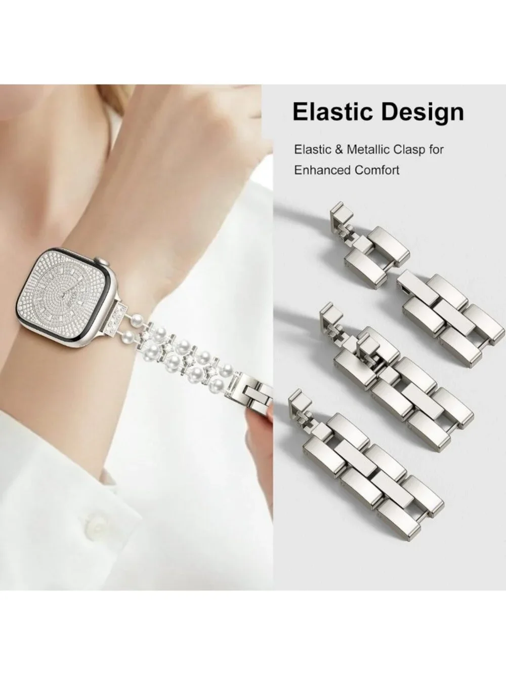 Elegant Pearl Beaded Bracelet for Apple Watch - Stylish Women's Accessory